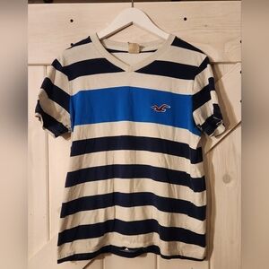 Men's Y2K Hollister V-neck Shirt. Size L. Large Bird. True Y2K. Striped.